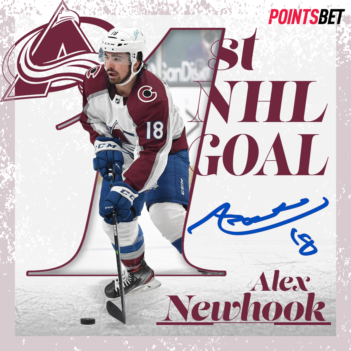 1st NHL Goal for Avalanche player Alex Newhook.