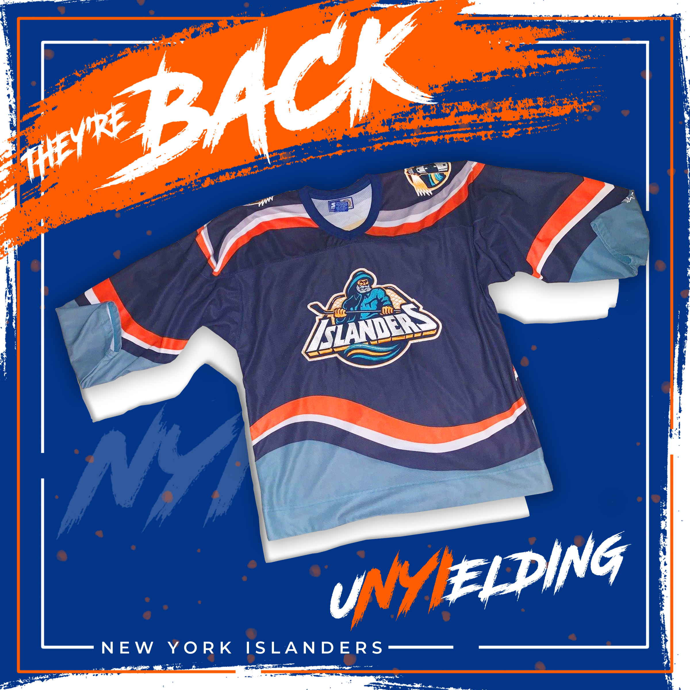 A cut out Retro Fisherman styler jersey, with the overlay stating IT'S BACK