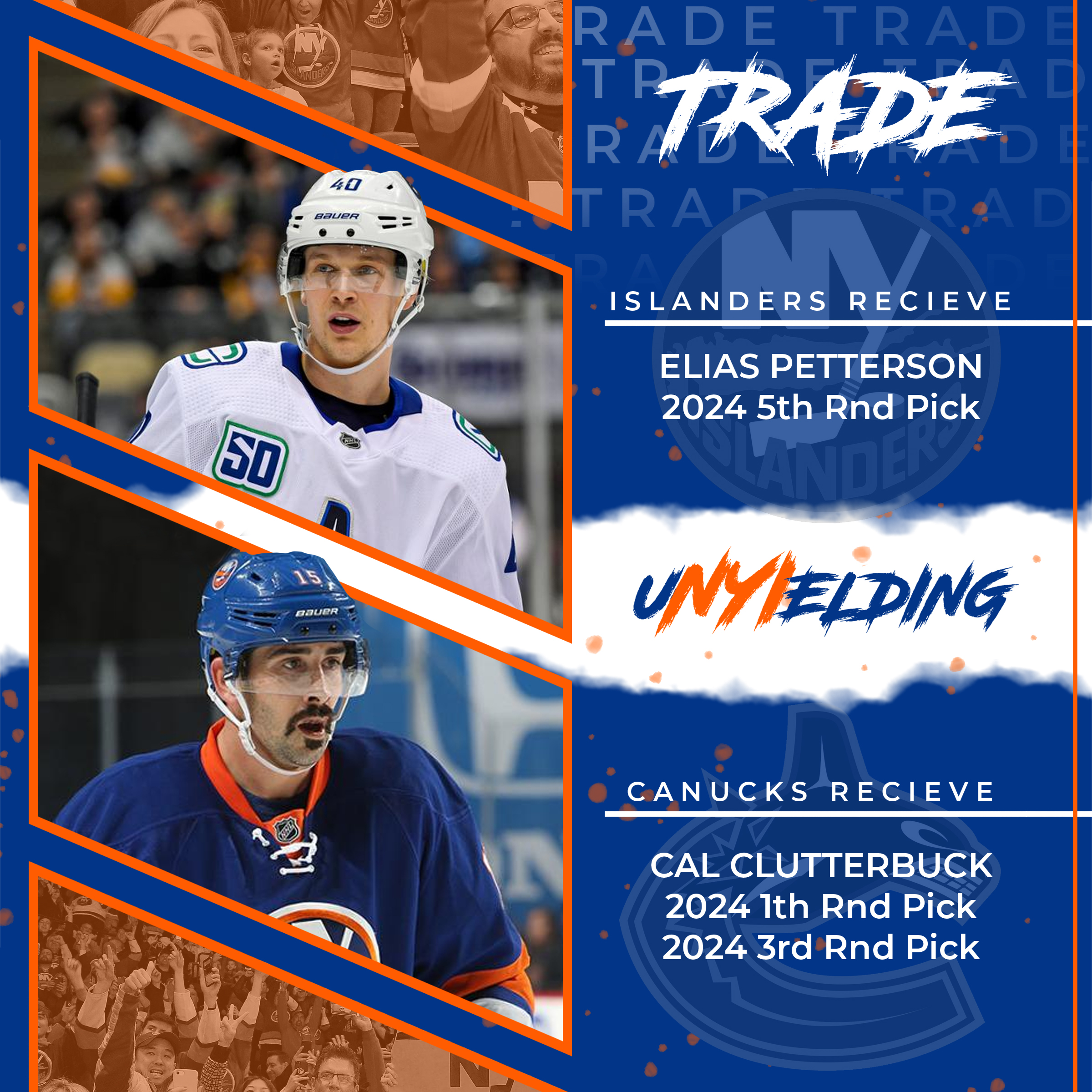 Cal Clutterbuck and picks traded to Vancouver for Elias Petterson and picks.